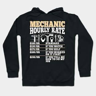 Funny Mechanic Hourly Rate Vintage Car Repairman Craftsman Hoodie